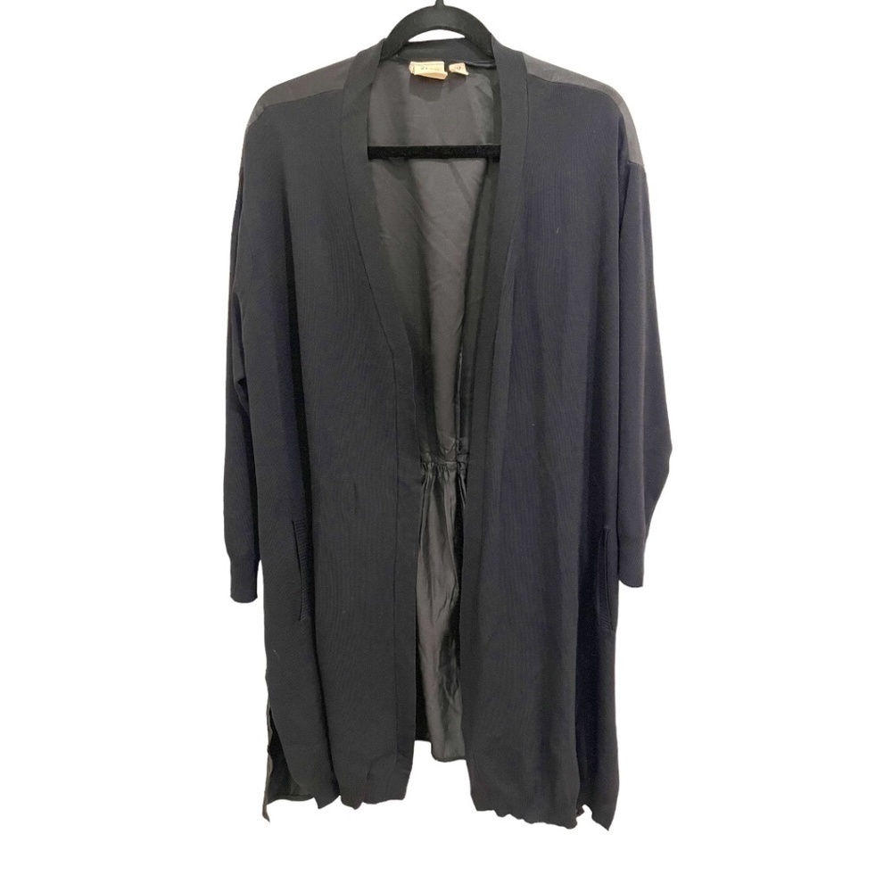 Truth + Style Women's Cardigan Sweater Mixed Media Knit Duster Black 2XP